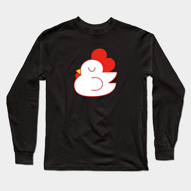 Cute Sleepy Chicken Illustration Long Sleeve T-Shirt by wombatbiscuits